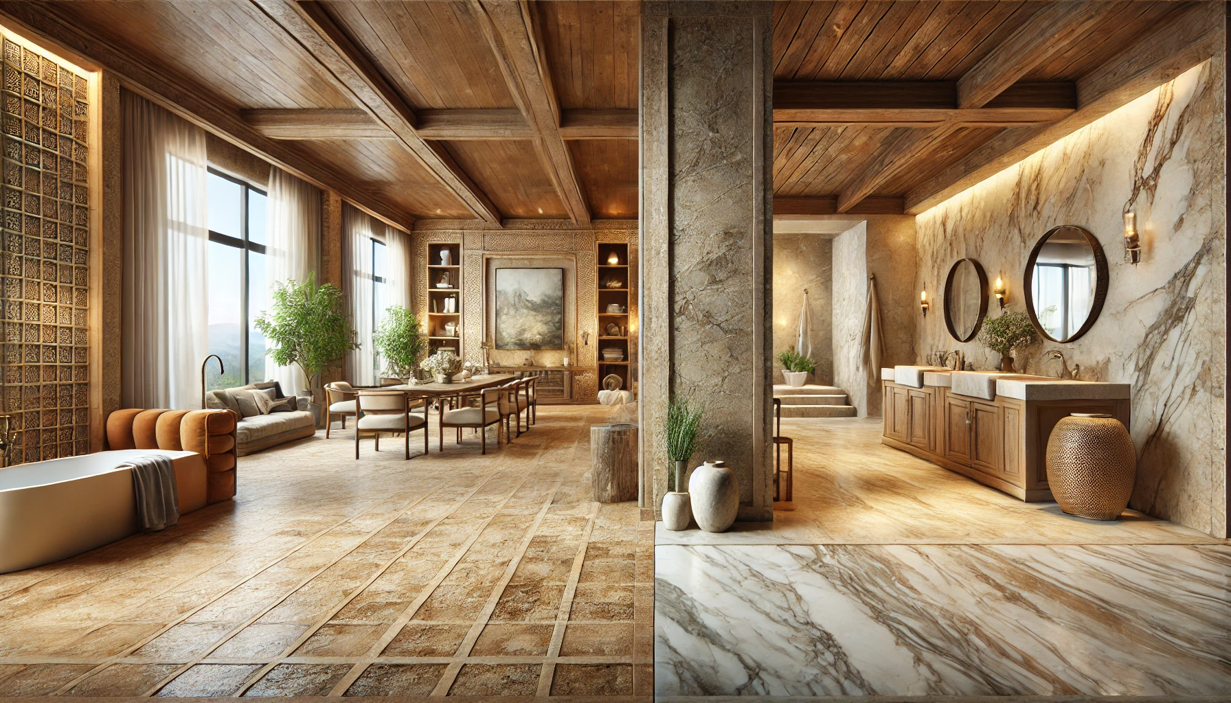 Natural Elegance: Choosing Between Travertine Tile and Marble Slab for Your Home