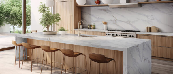 Calacatta Castana Quartz Kitchen Countertop
