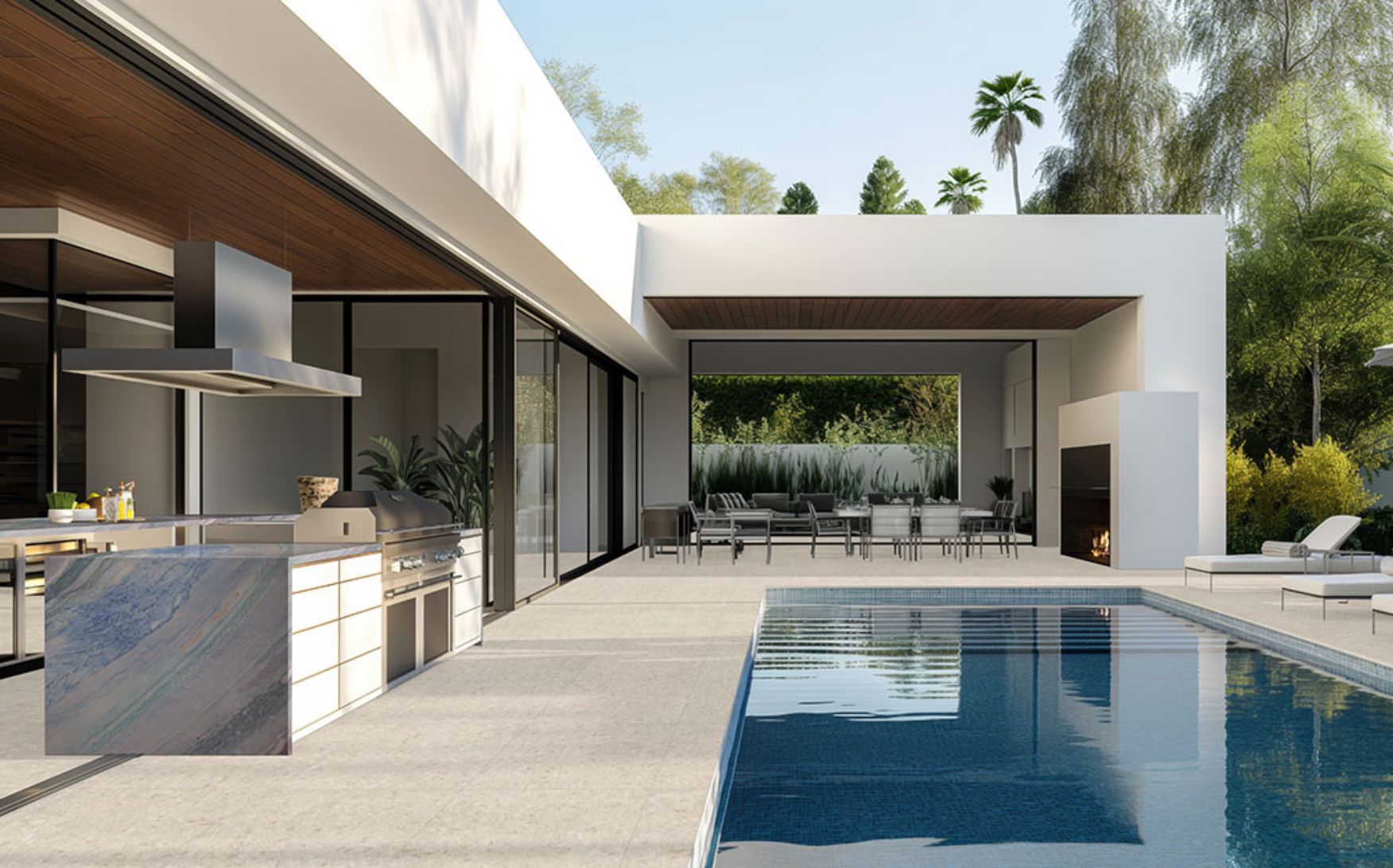 Blue Quartzite Countertop for Outdoor Kitchen