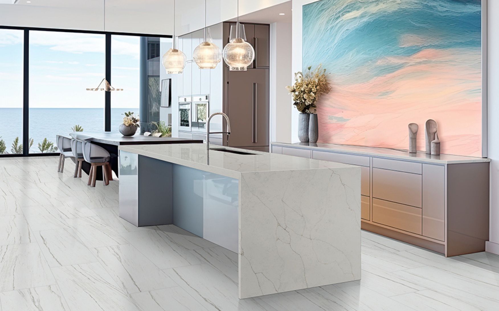 Quartz Waterfall Countertop