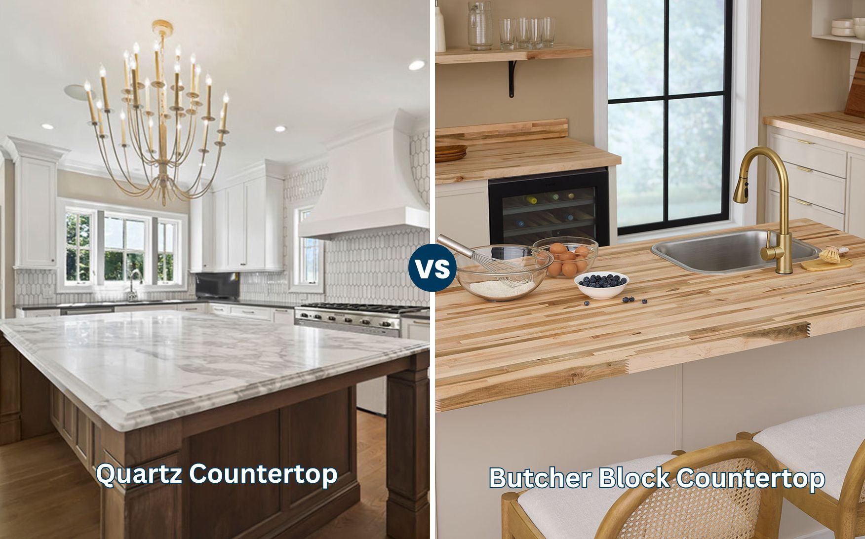 Quartz Countertop vs Butcher Block Countertop