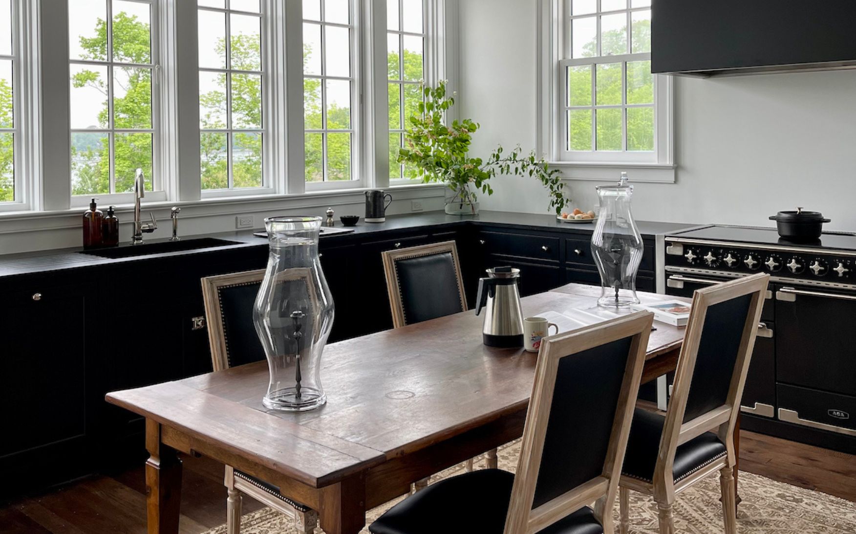 Soapstone Countertops with Black Kitchen Cabinets